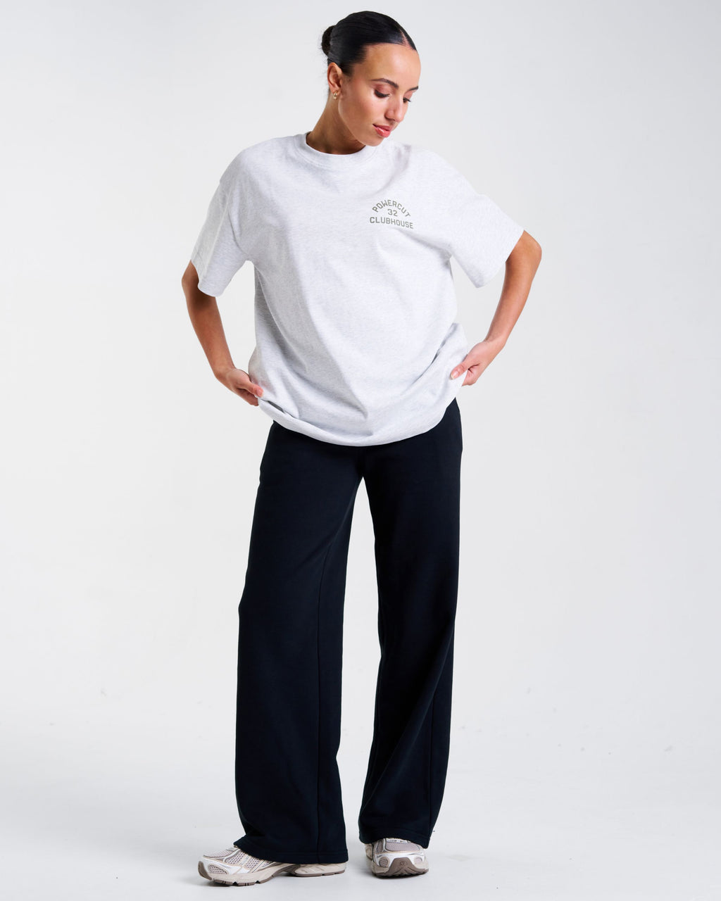 Clubhouse Oversized Printed T-Shirt Light Grey Marl