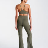 All-Day-Wear Wrap Waist Flared Leggings Dusty Olive