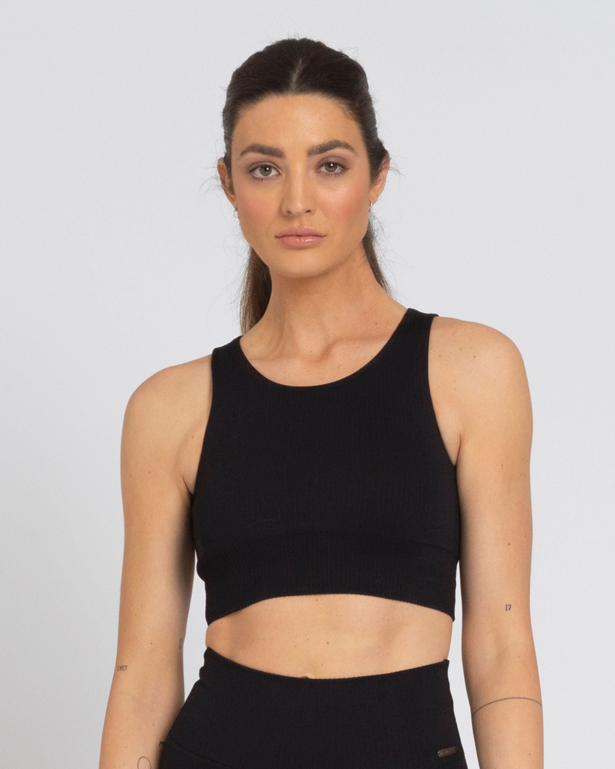 POSE Ribbed Seamless Tank Black