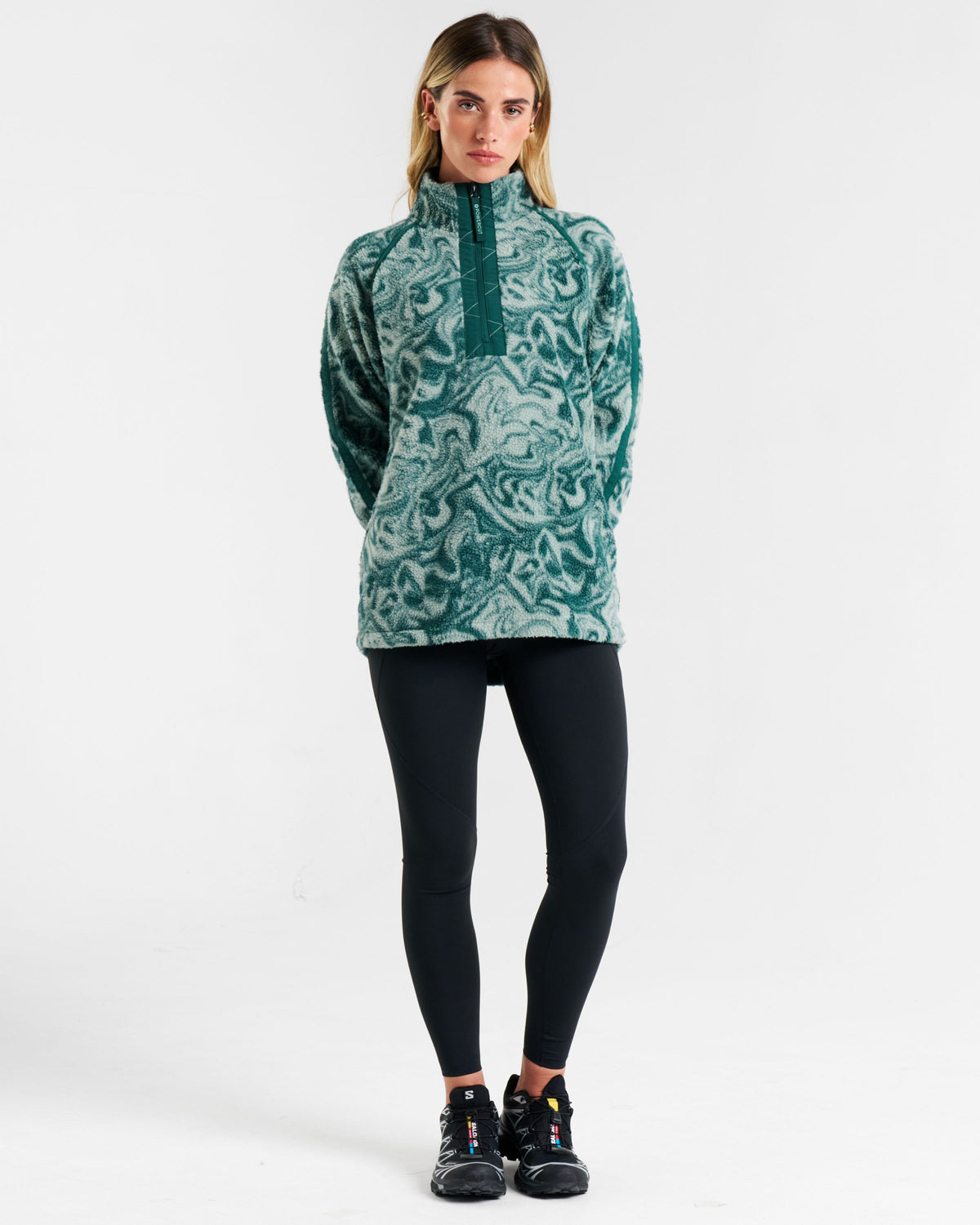 Ascend 1/4 Zip Fleece Dark Teal Marble