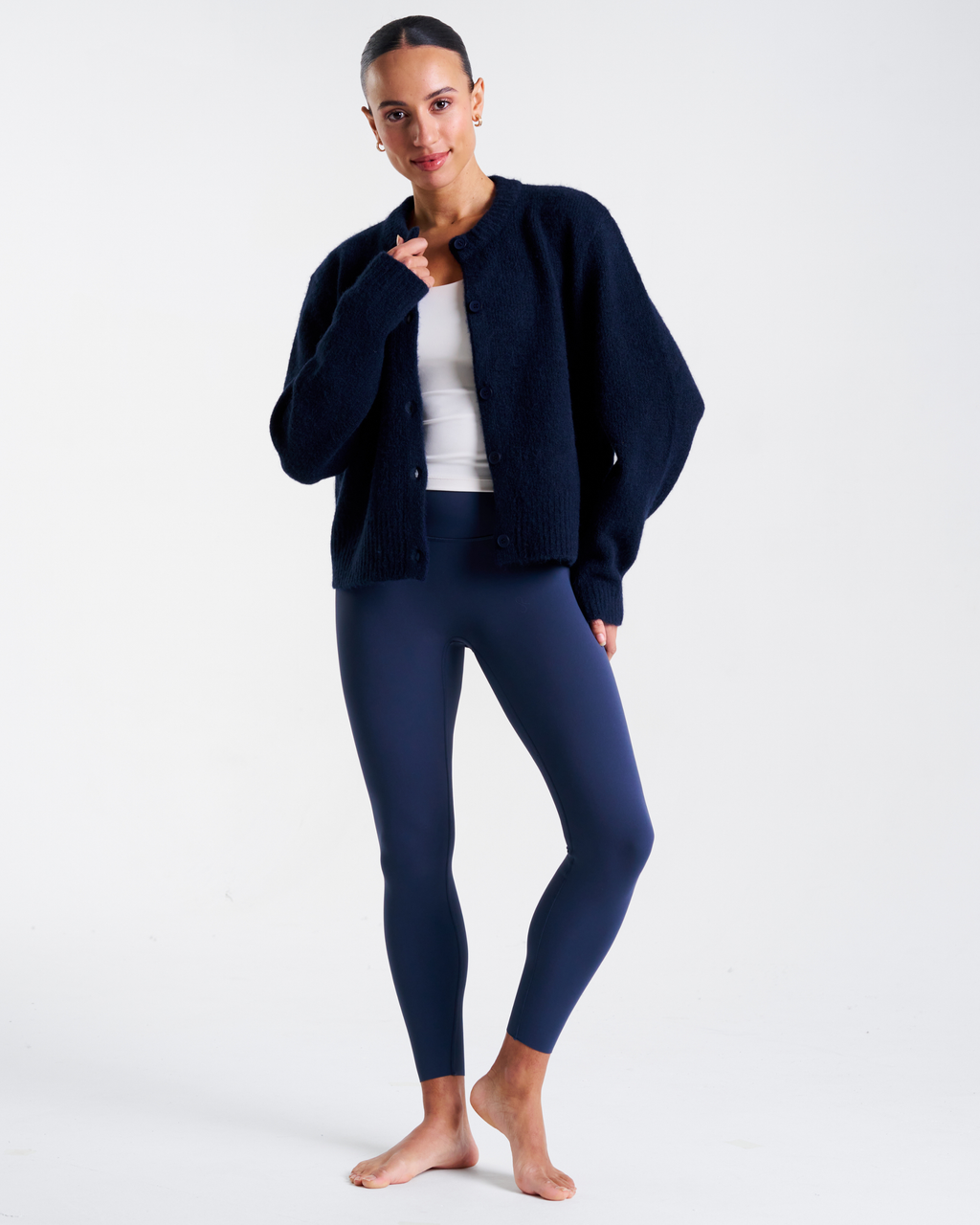 SoftKnit Button Up Cardigan Deep Navy