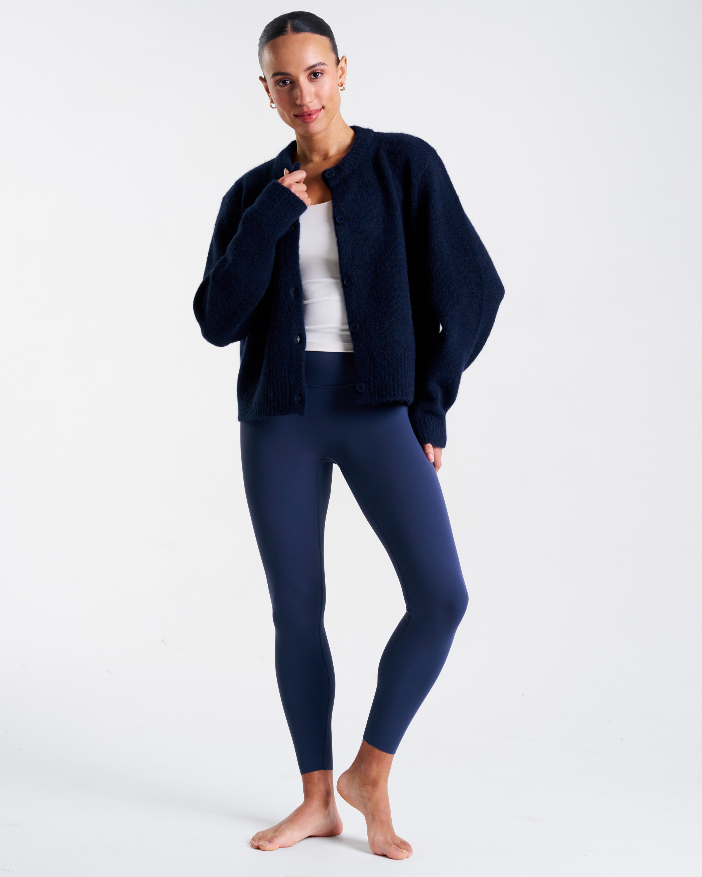 SoftKnit Button Up Cardigan Deep Navy