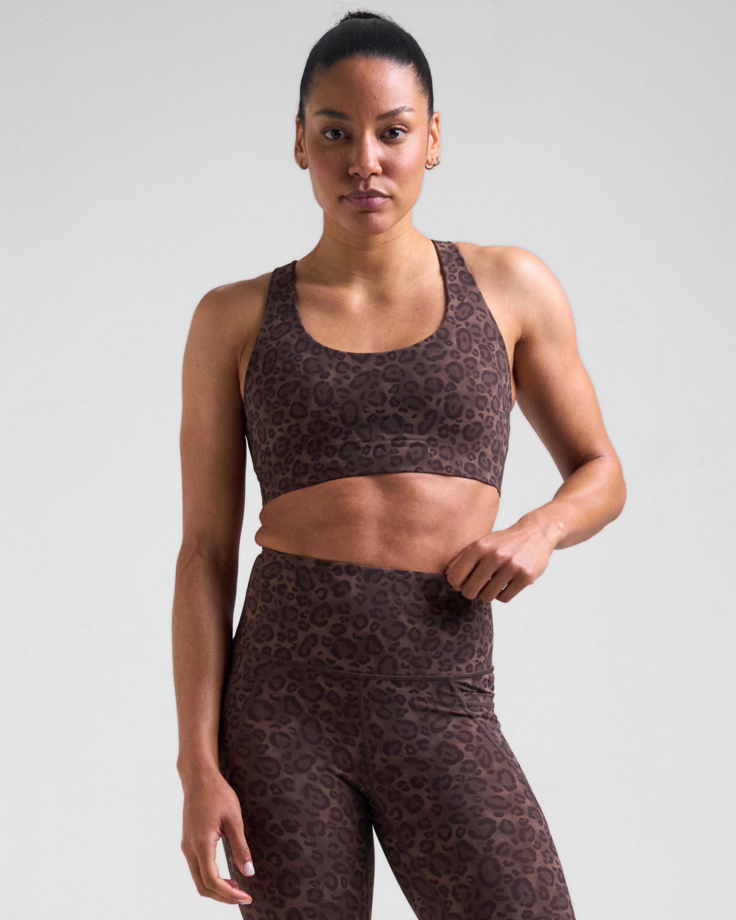 Sculpt Medium Support Sports Bra Leopard Brown