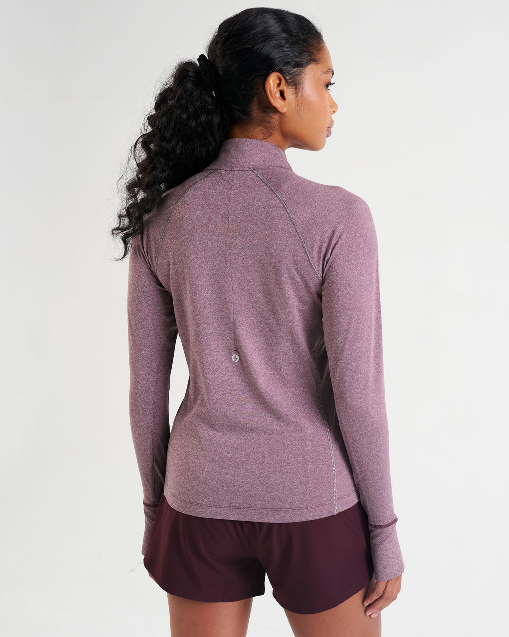 Pace Quarter Zip Top Dark Burgundy Marl