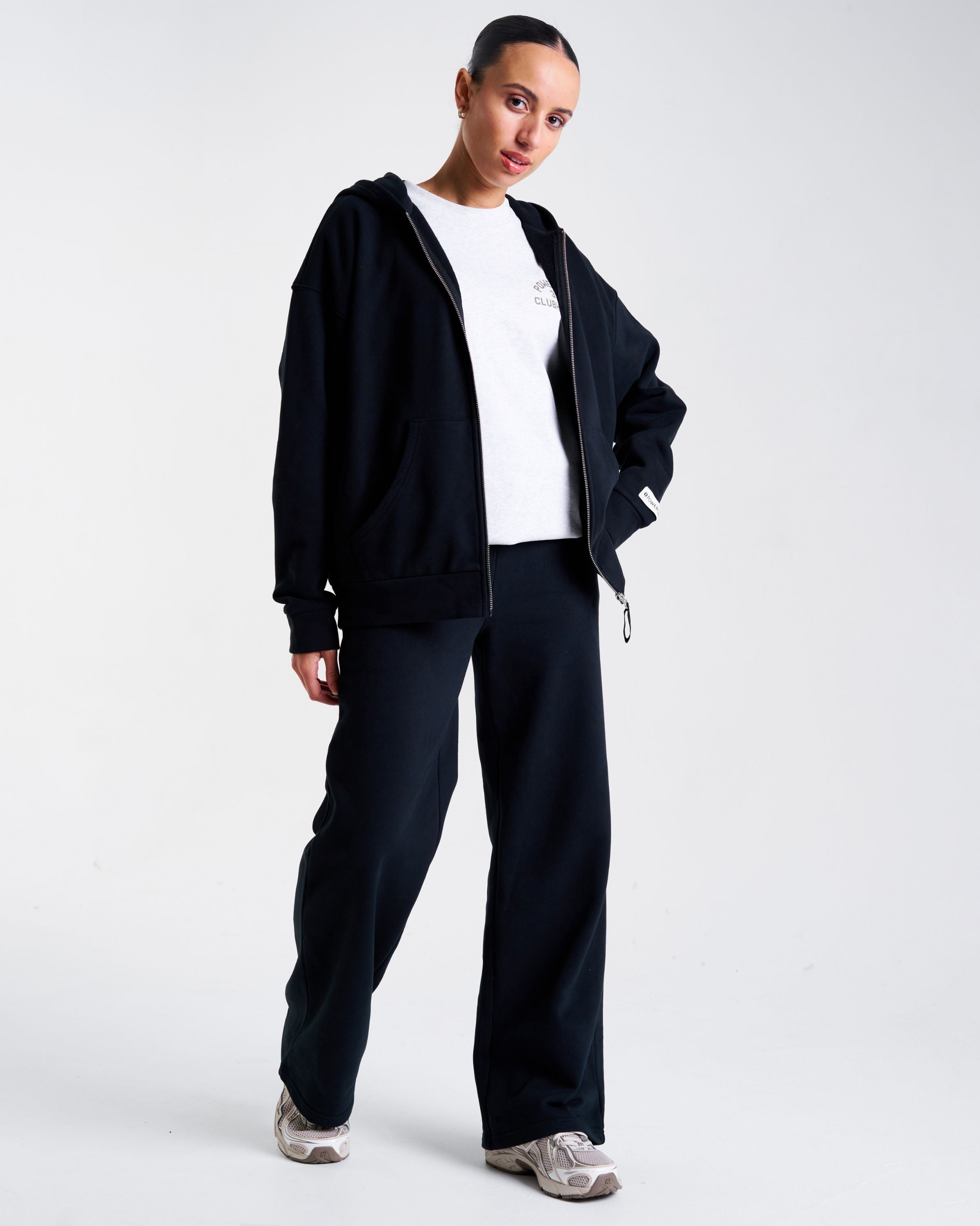Clubhouse Relaxed Zip Through Hoodie Washed Black