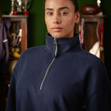 Legacy Piping Detail 1/4 Zip Sweatshirt Retro Navy