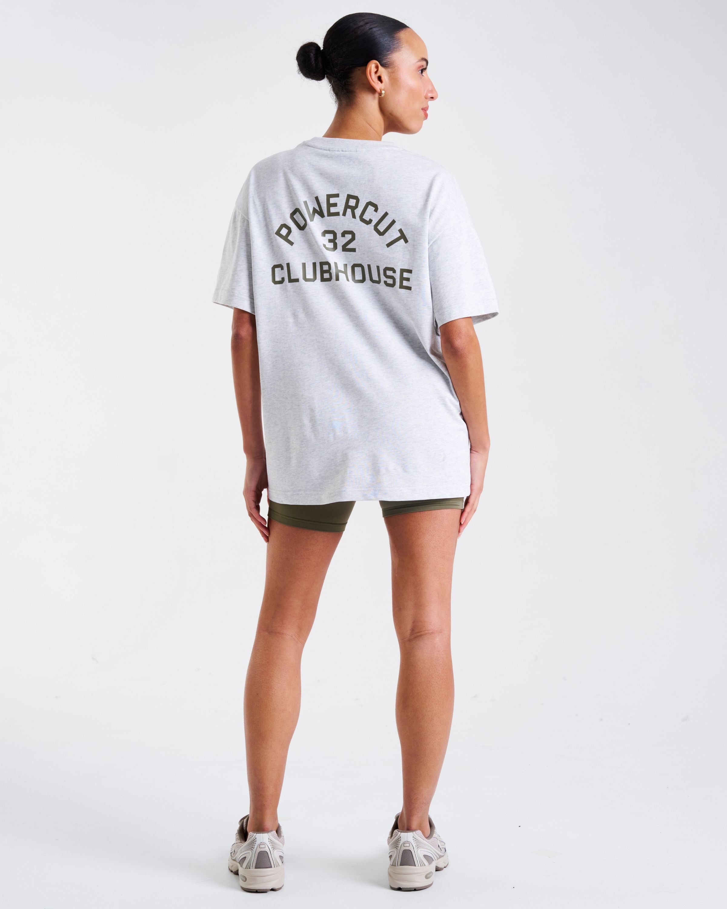 Clubhouse Oversized Printed T-Shirt Light Grey Marl