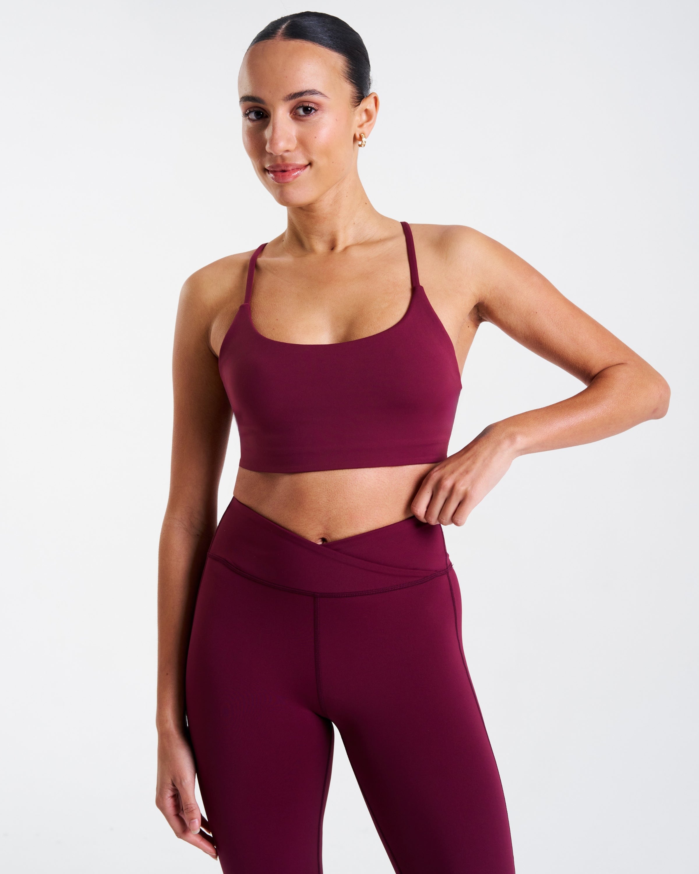 All-Day-Wear Wrap Waist Flared Leggings Cherry Lacquer