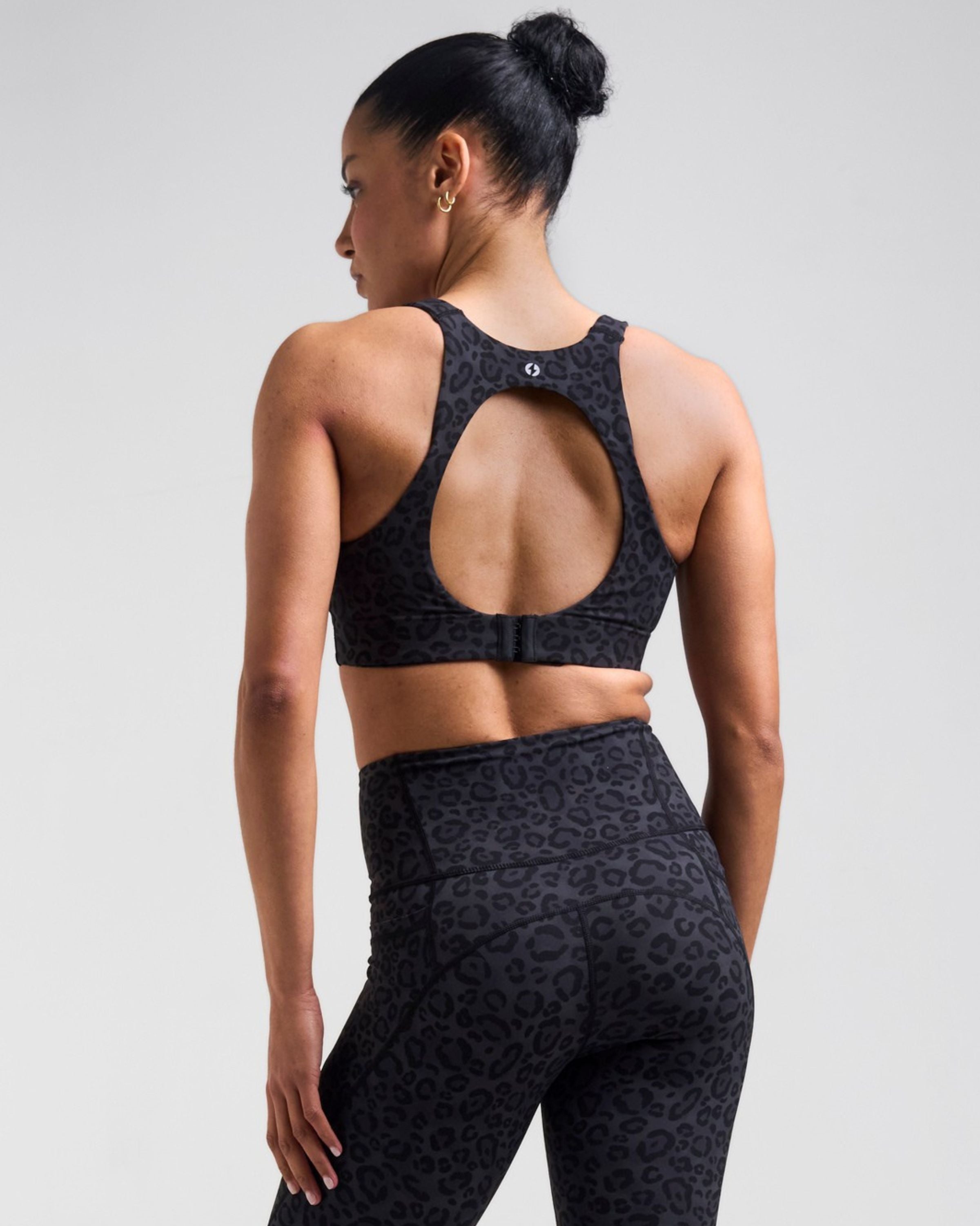 Sculpt Medium Support Sports Bra Leopard Black