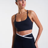 All-Day-Wear Wrap Waist Flared Leggings Black & Coconut Milk