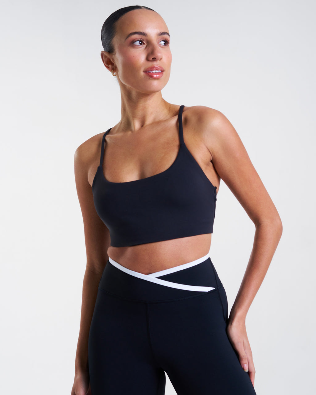 All-Day-Wear Wrap Waist Flared Leggings Black & Coconut Milk