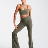 All-Day-Wear Wrap Waist Flared Leggings Dusty Olive