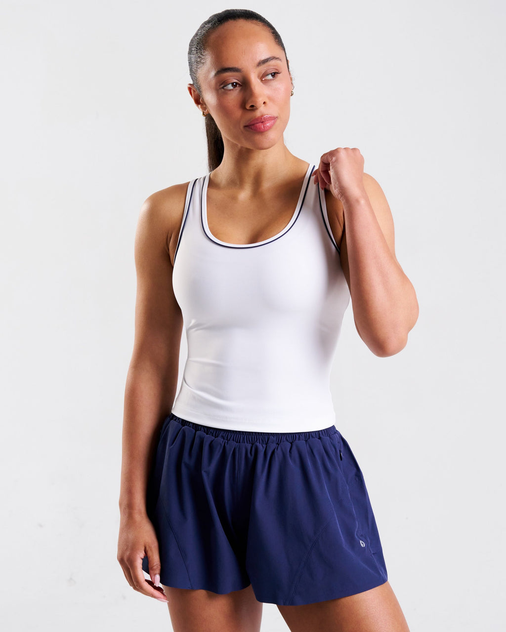 Court Piping Detail Tank Top White