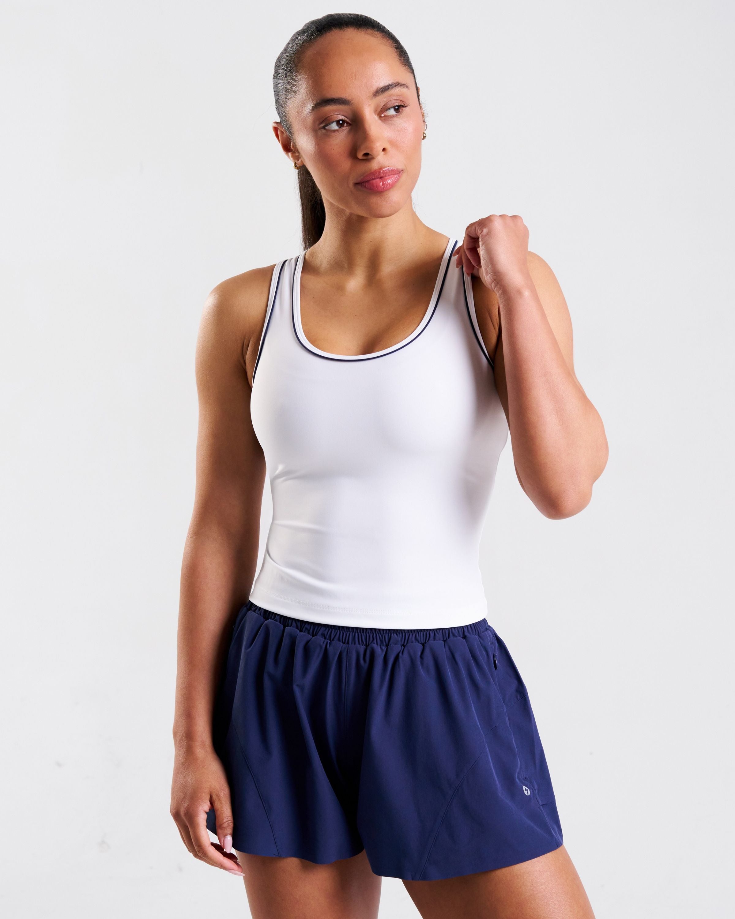 Court Piping Detail Tank Top White