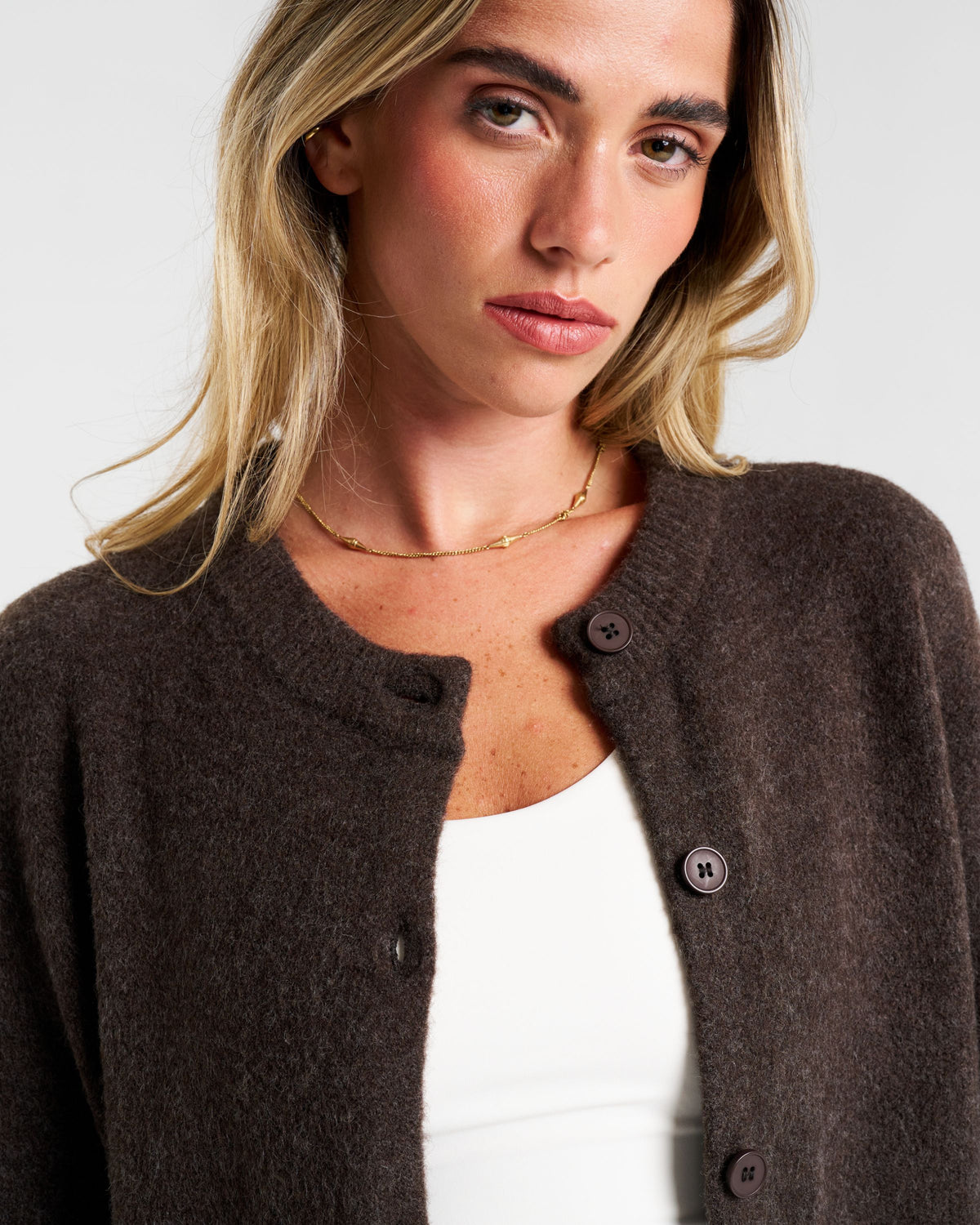 SoftKnit Button Up Cardigan Espresso