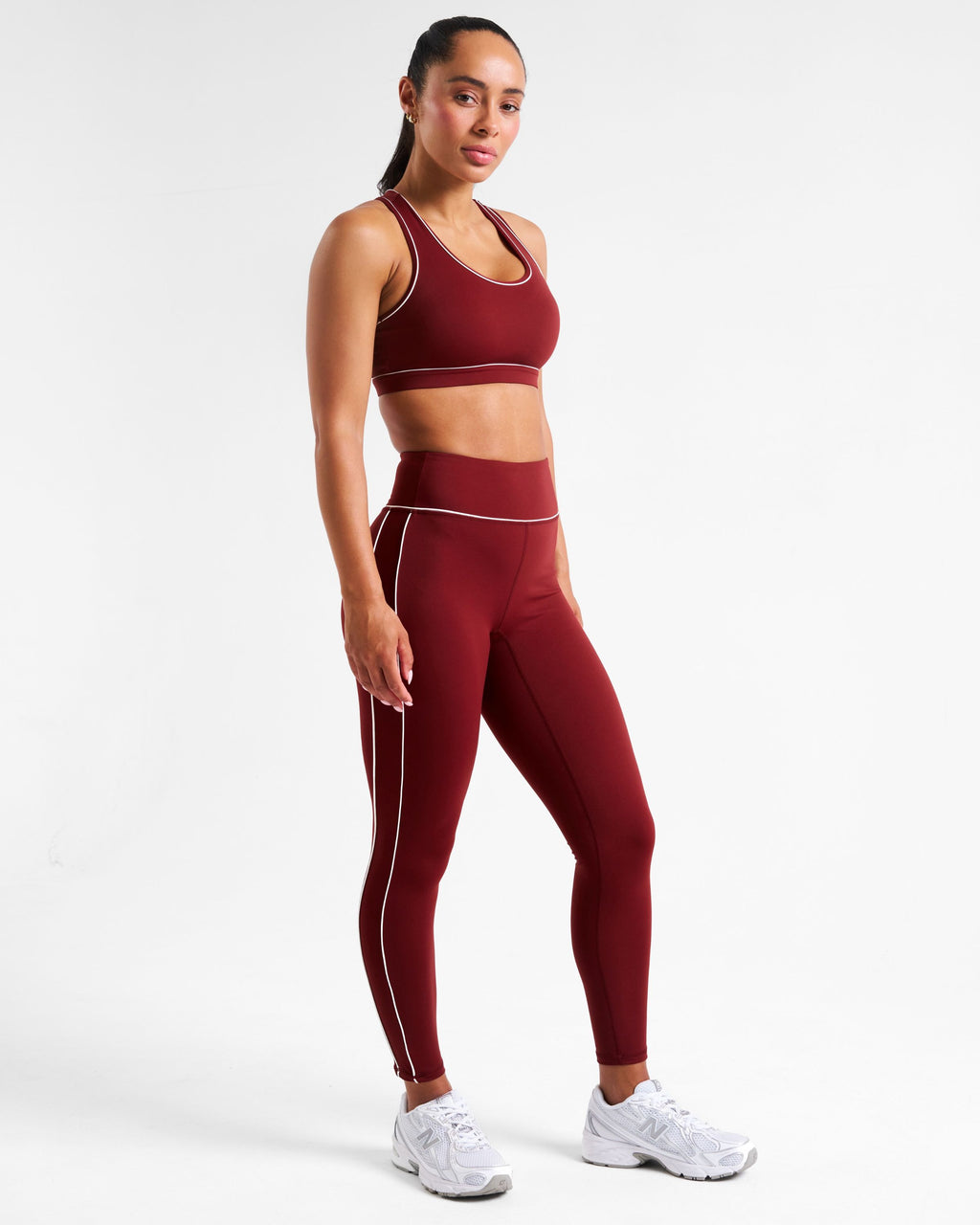 Legacy Piping Detail High-Waisted Leggings Cabernet