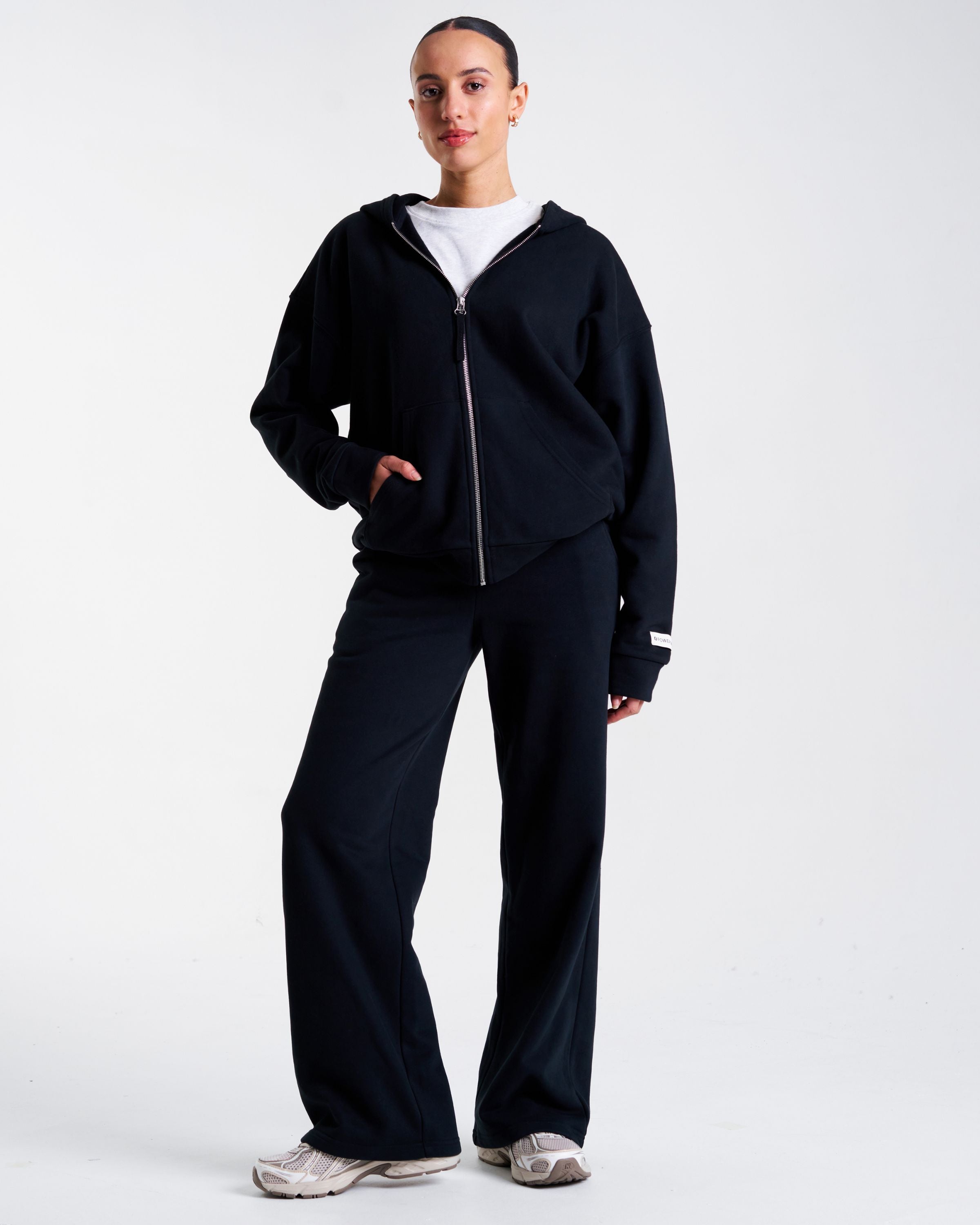 Clubhouse Relaxed Zip Through Hoodie Washed Black