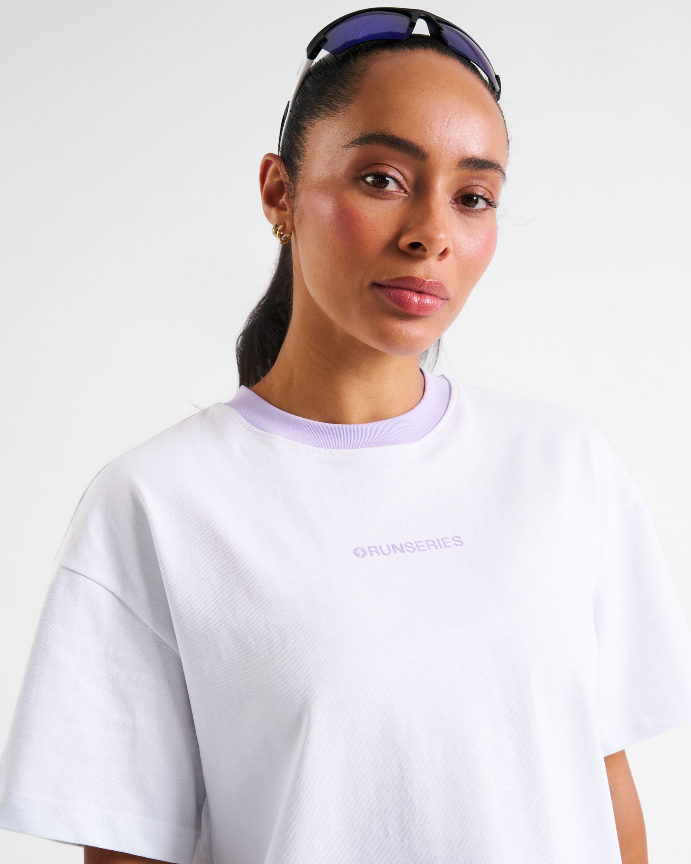 RUNSeries Printed Oversized T-Shirt White & Lilac