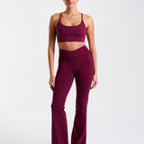 All-Day-Wear Wrap Waist Flared Leggings Cherry Lacquer
