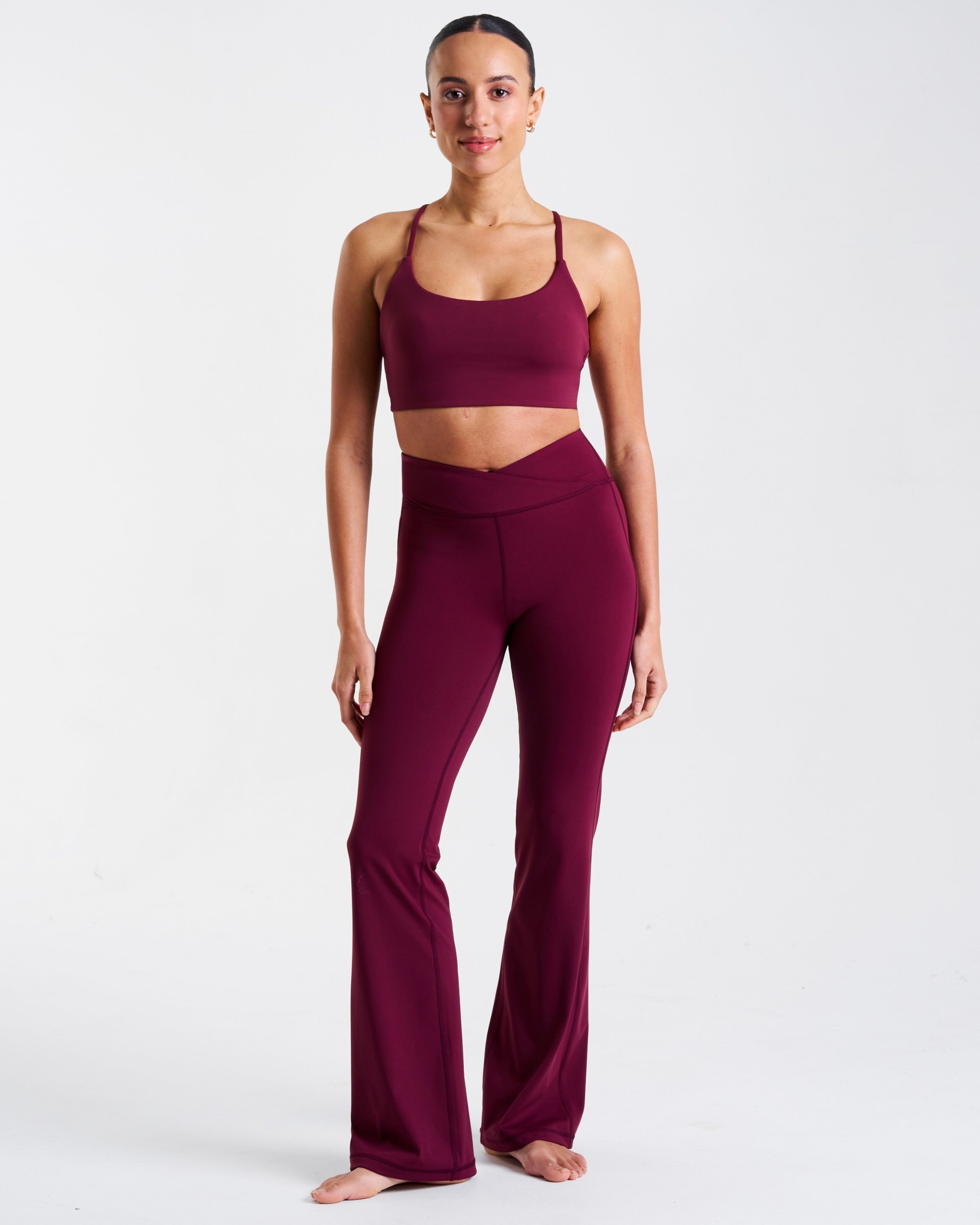 All-Day-Wear Wrap Waist Flared Leggings Cherry Lacquer