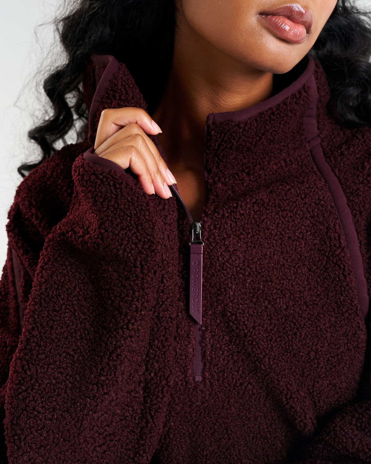 Rise Half Zip Borg Fleece Dark Burgundy