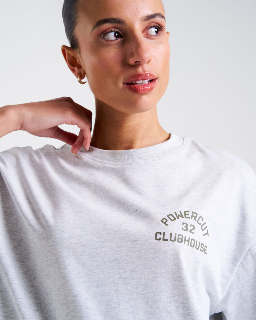 Clubhouse Oversized Printed T-Shirt Light Grey Marl
