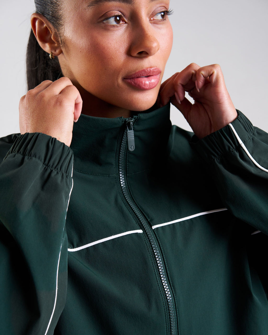 Court Piping Detail Woven Track Jacket Heritage Green