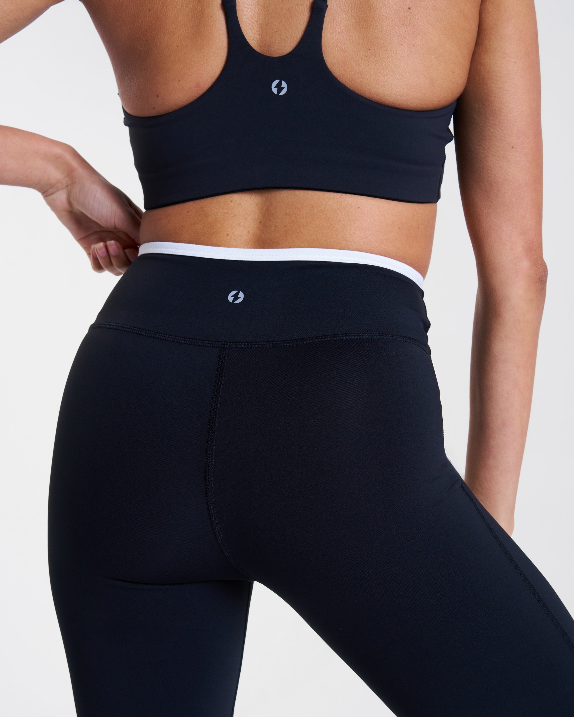 All-Day-Wear Wrap Waist Flared Leggings Black & Coconut Milk