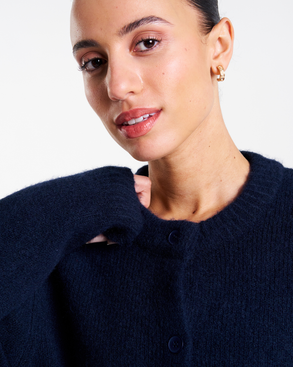 SoftKnit Button Up Cardigan Deep Navy
