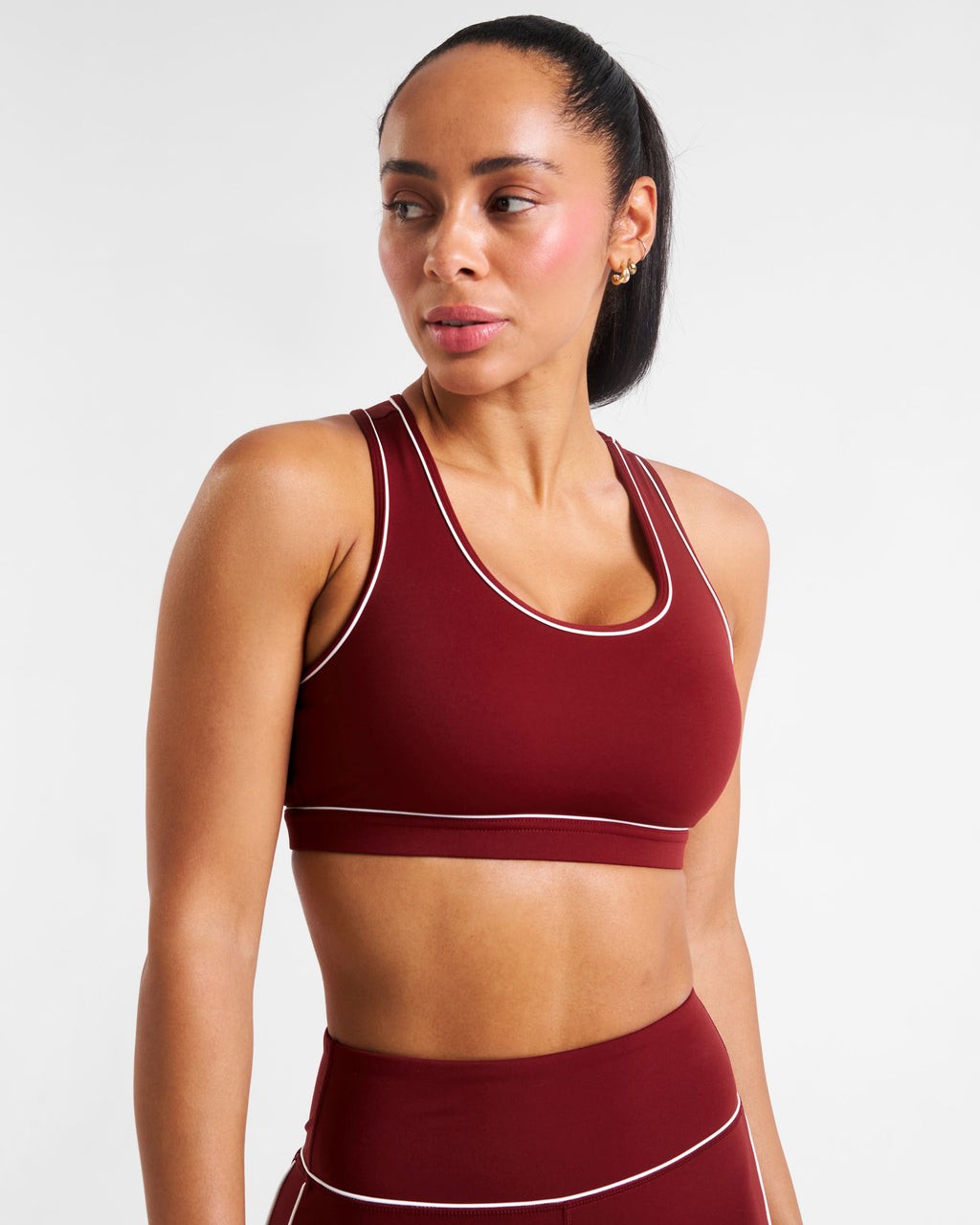 Legacy Piping Detail Sports Bra Cabernet