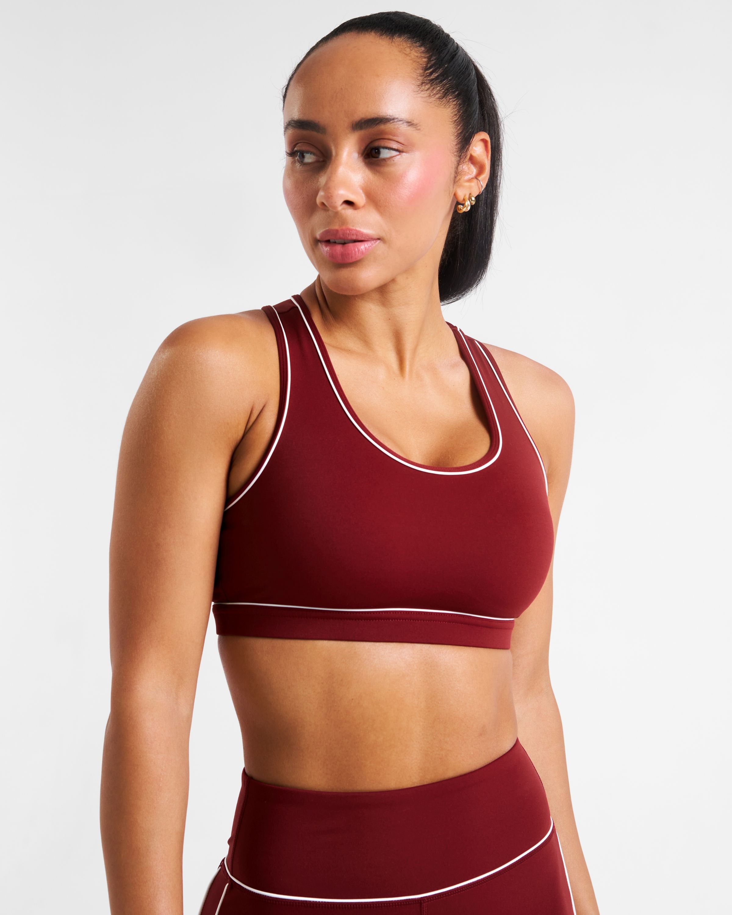 Legacy Piping Detail Sports Bra Cabernet