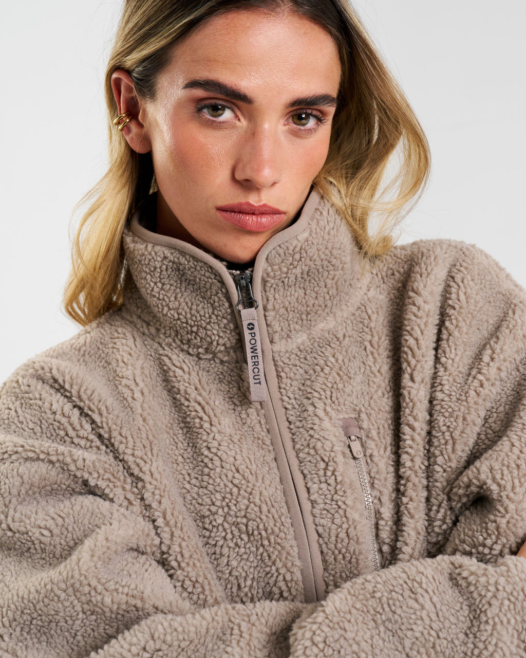 Summit Zip Through Borg Fleece Lunar Stone