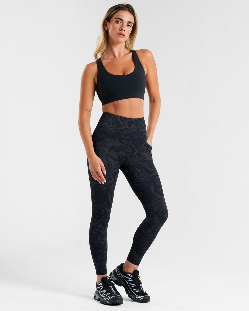 Sculpt High-Waisted Leggings Black Marble