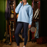 Legacy Piping Detail 1/4 Zip Sweatshirt Soft Blue