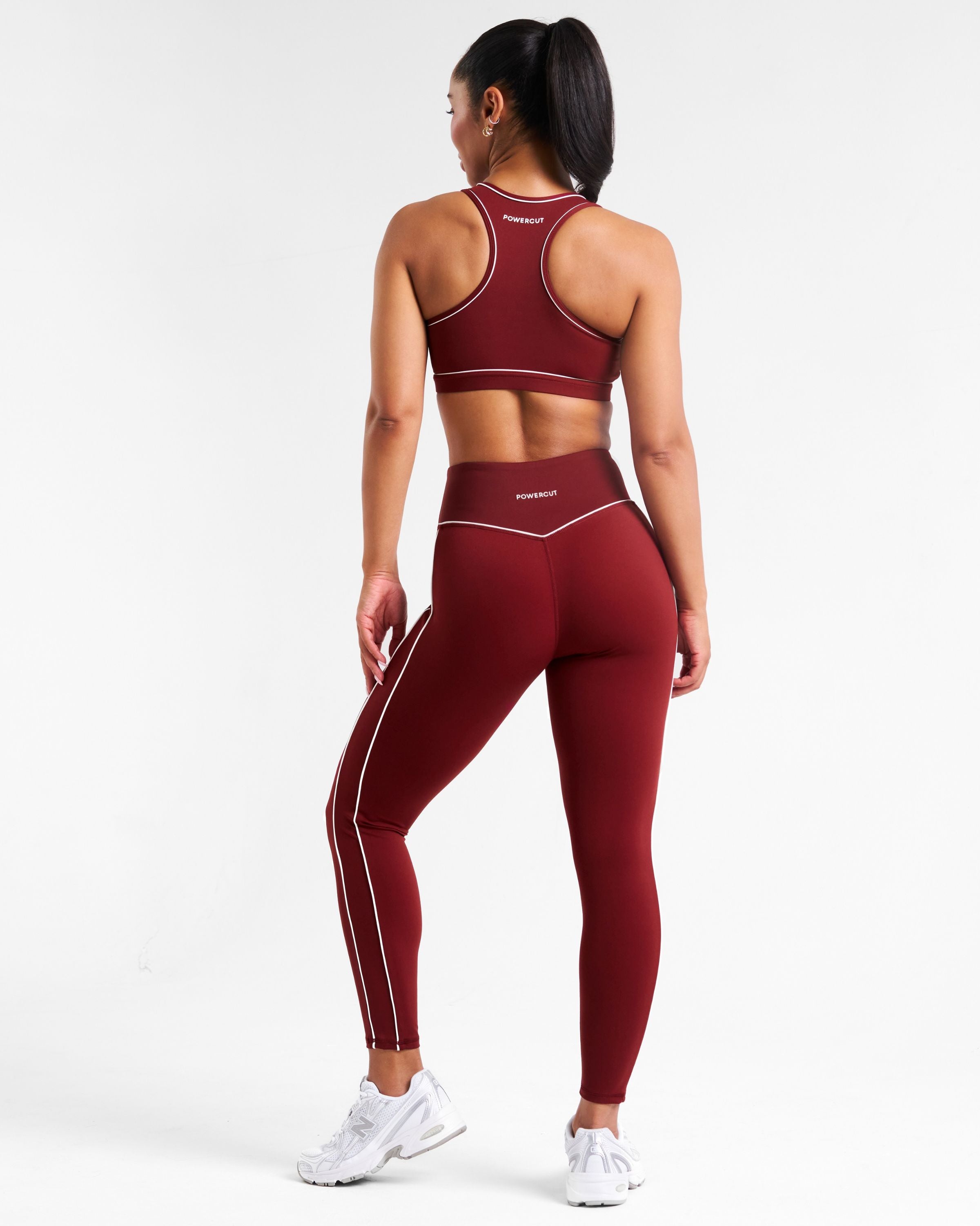 Legacy Piping Detail High-Waisted Leggings Cabernet
