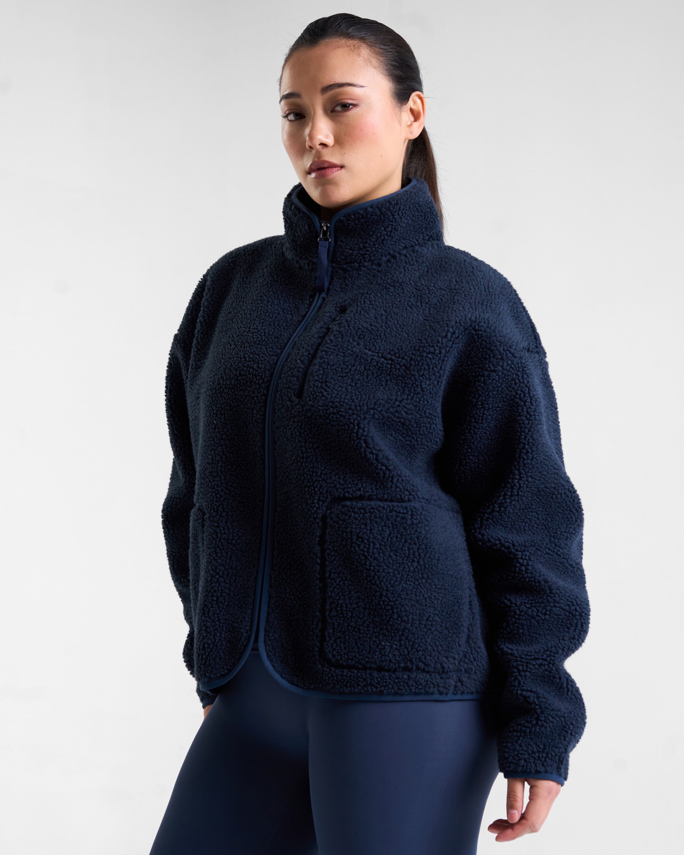 Summit Zip Through Borg Fleece Outerspace Navy