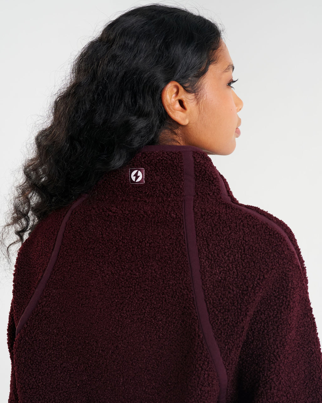 Rise Half Zip Borg Fleece Dark Burgundy