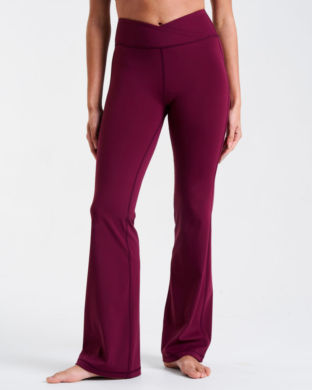 All-Day-Wear Wrap Waist Flared Leggings Cherry Lacquer