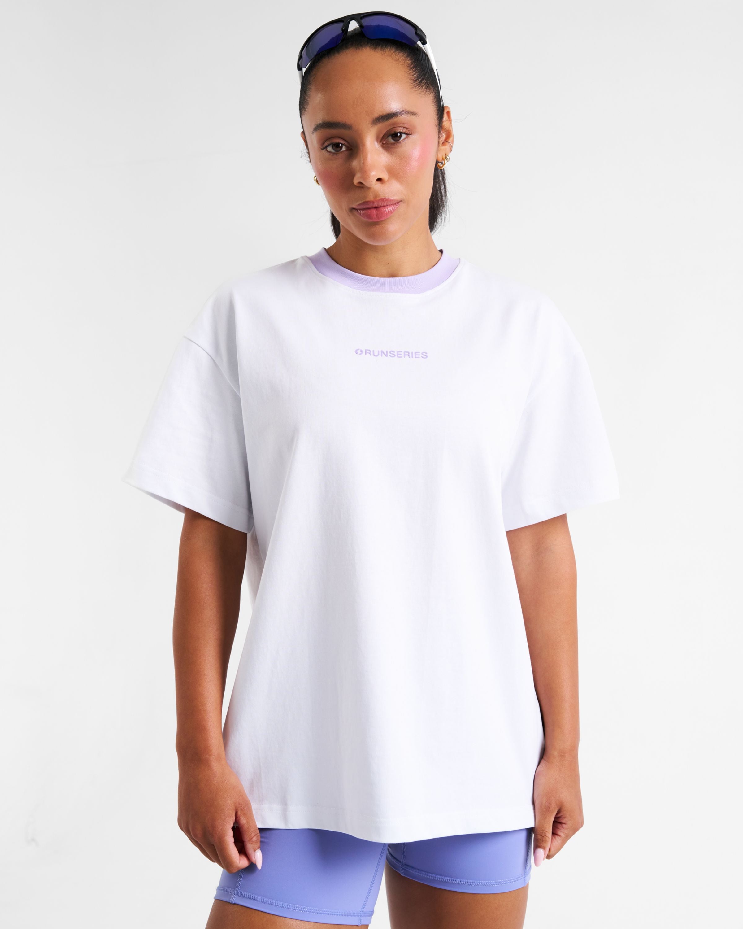 RUNSeries Printed Oversized T-Shirt White & Lilac