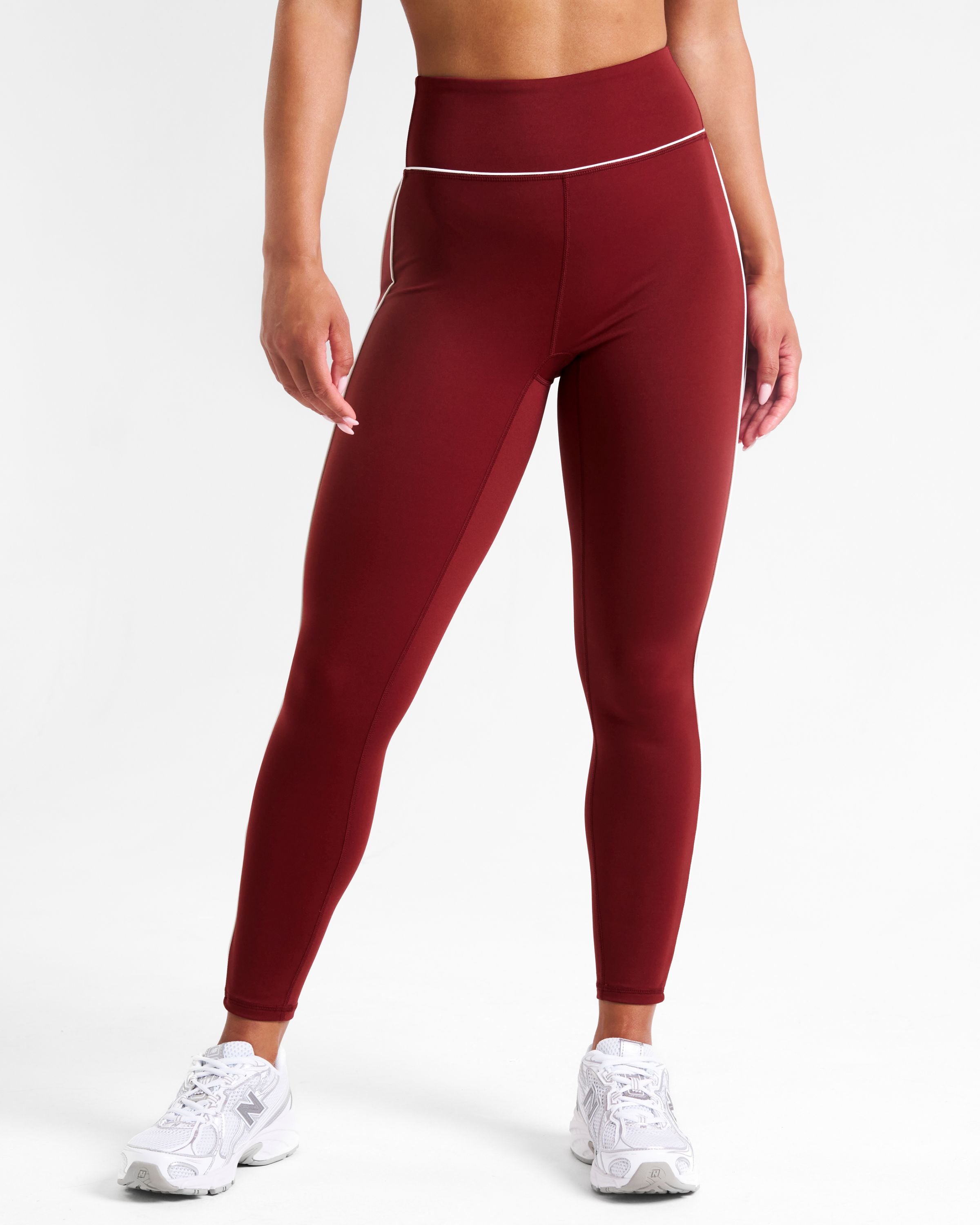 Legacy Piping Detail High-Waisted Leggings Cabernet