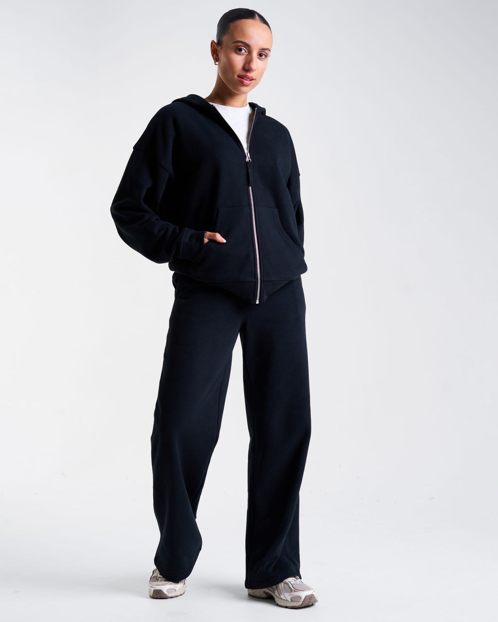 Clubhouse Relaxed Zip Through Hoodie Washed Black