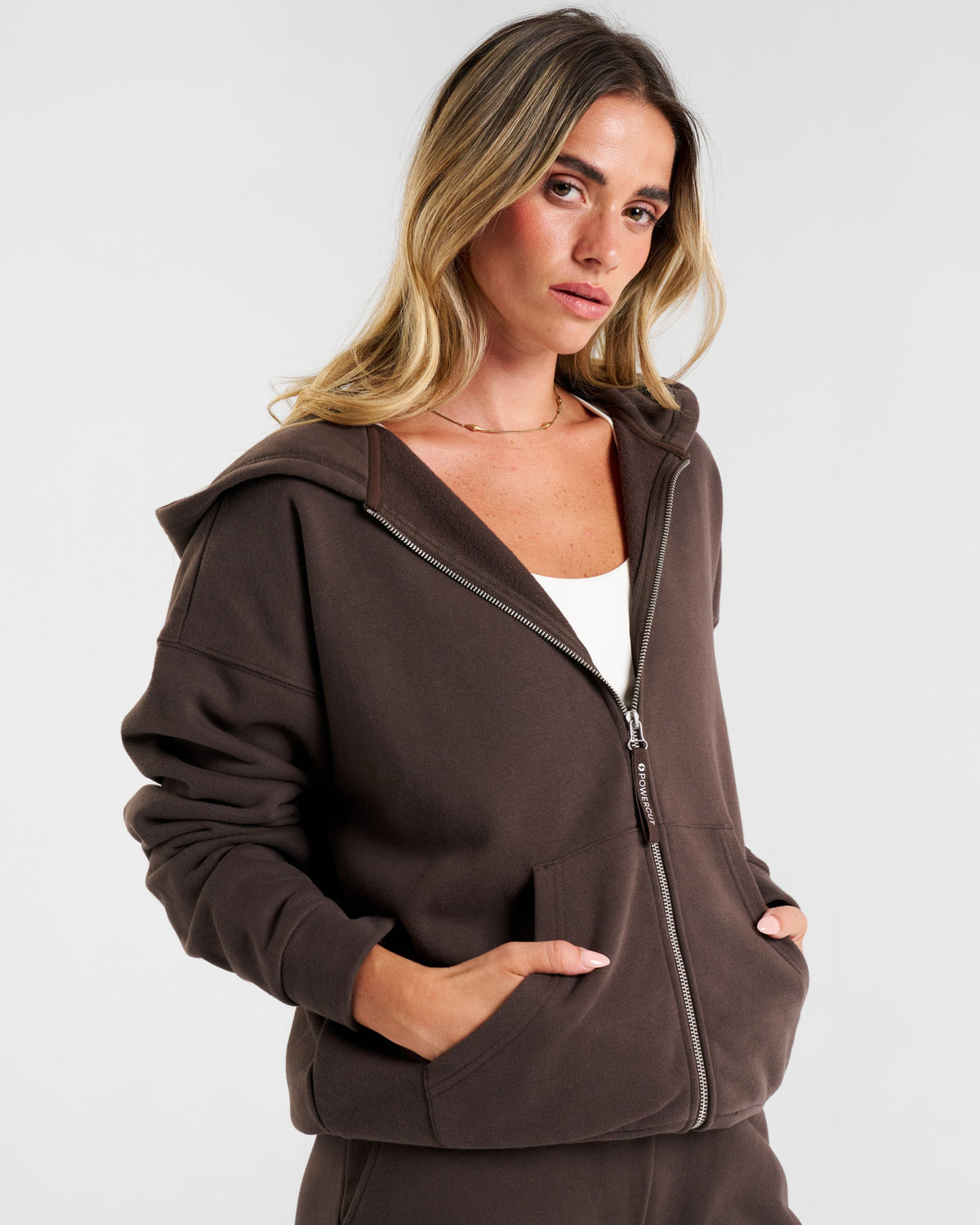 Clubhouse Relaxed Zip Through Hoodie Espresso