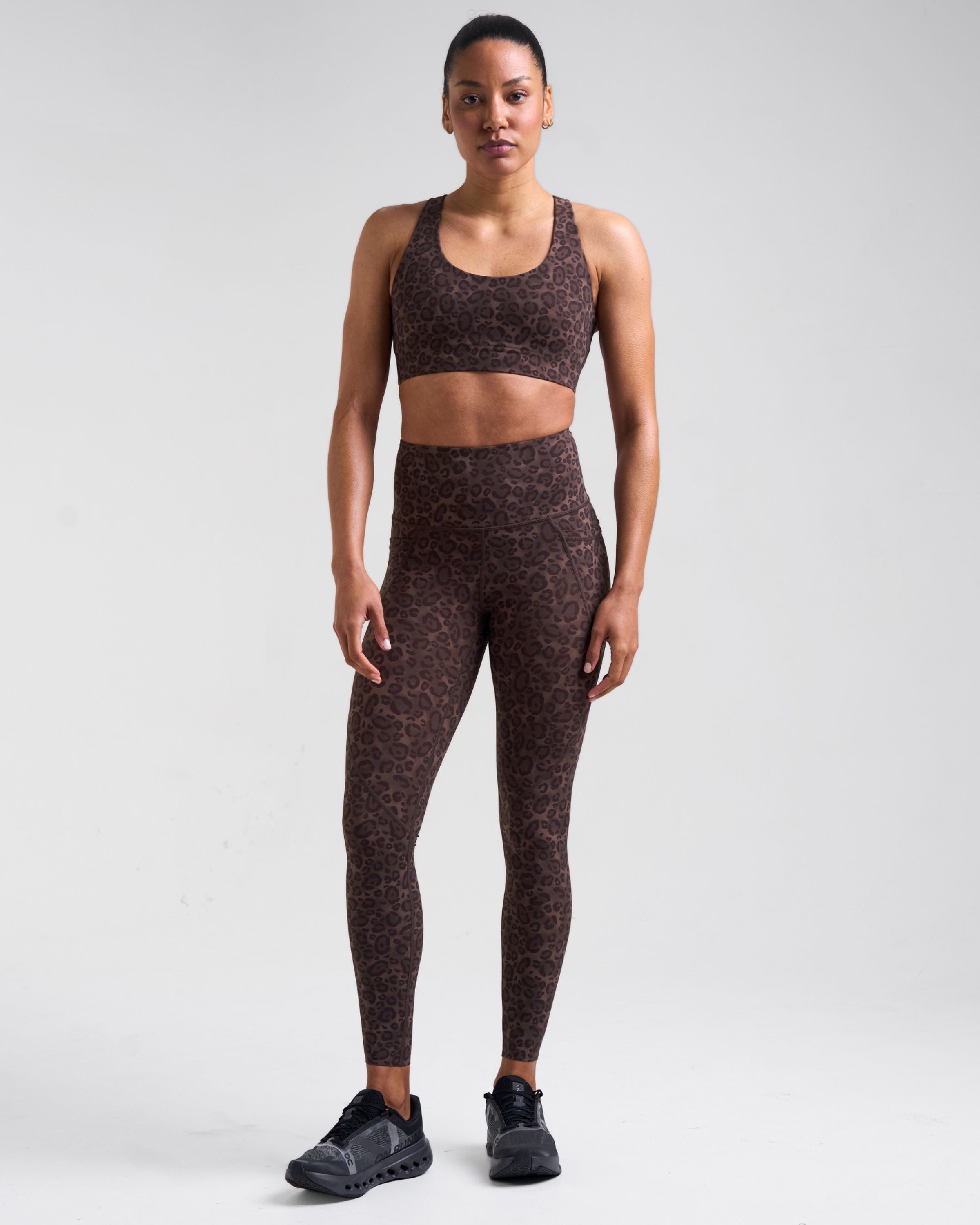Sculpt Medium Support Sports Bra Leopard Brown