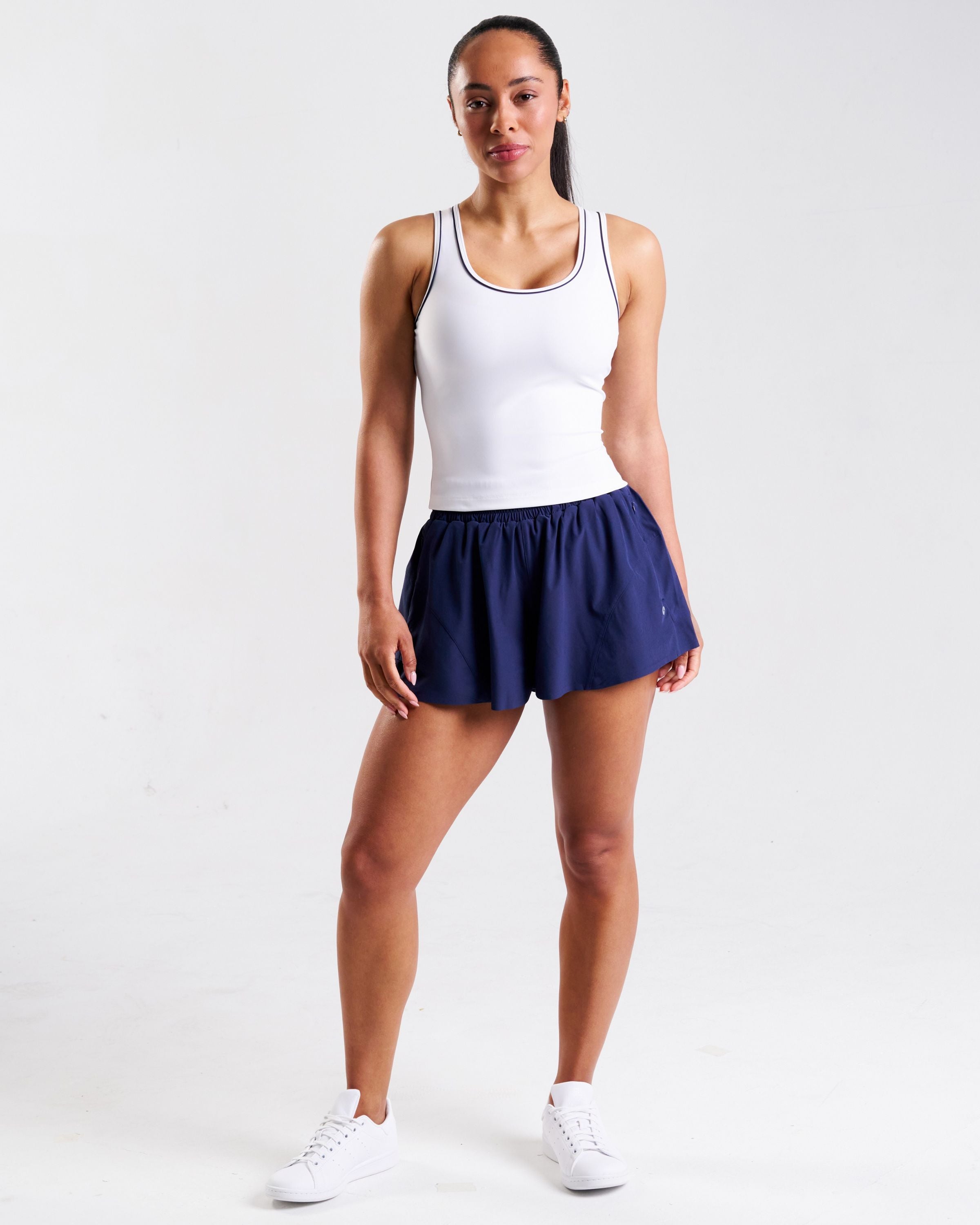 Court Piping Detail Tank Top White