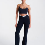 All-Day-Wear Wrap Waist Flared Leggings Black & Coconut Milk