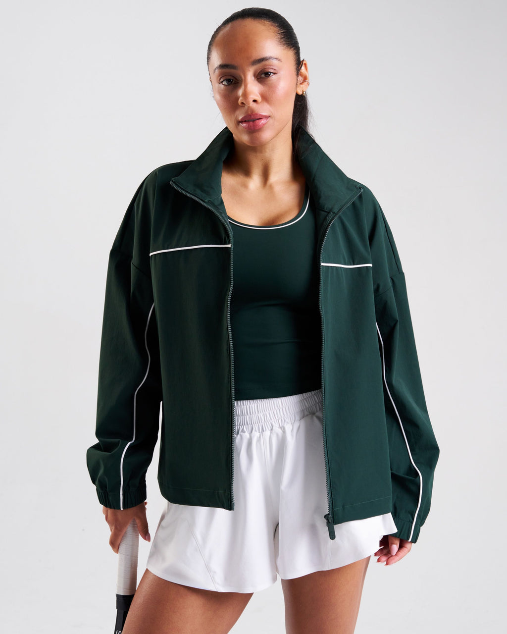 Court Piping Detail Woven Track Jacket Heritage Green