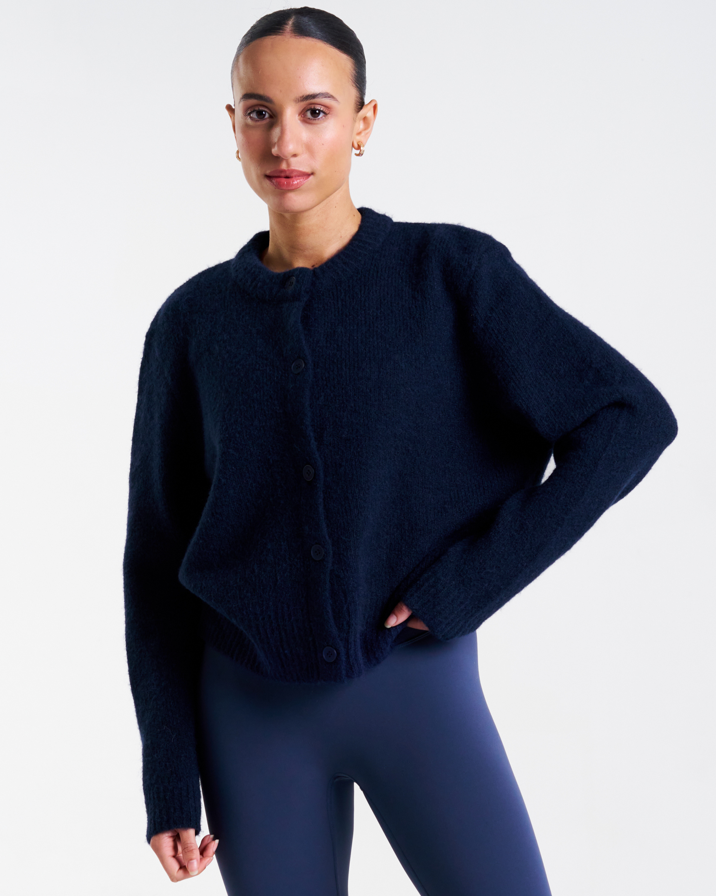 SoftKnit Button Up Cardigan Deep Navy
