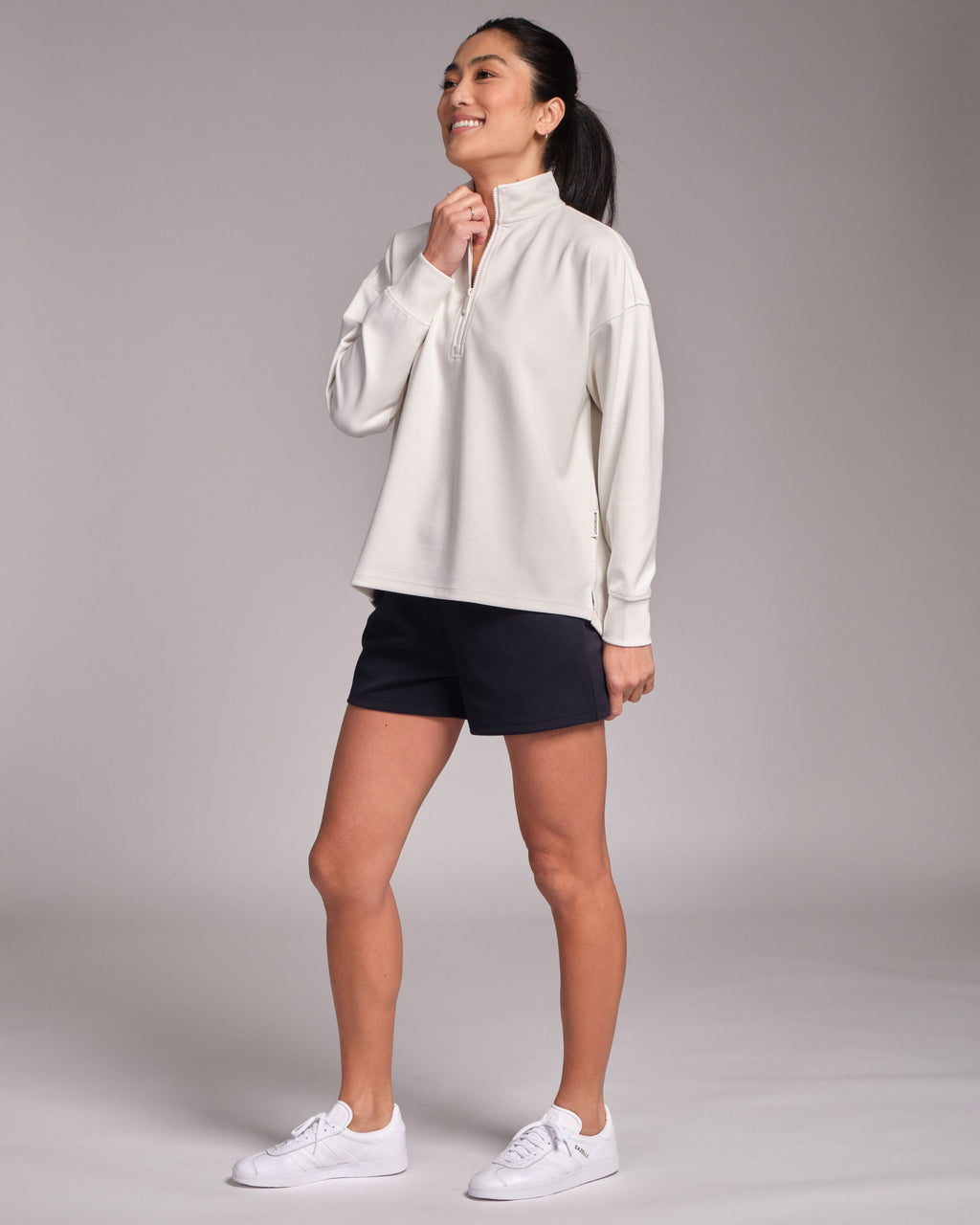 All-Day-Wear Half Zip Sweatshirt Marshmallow
