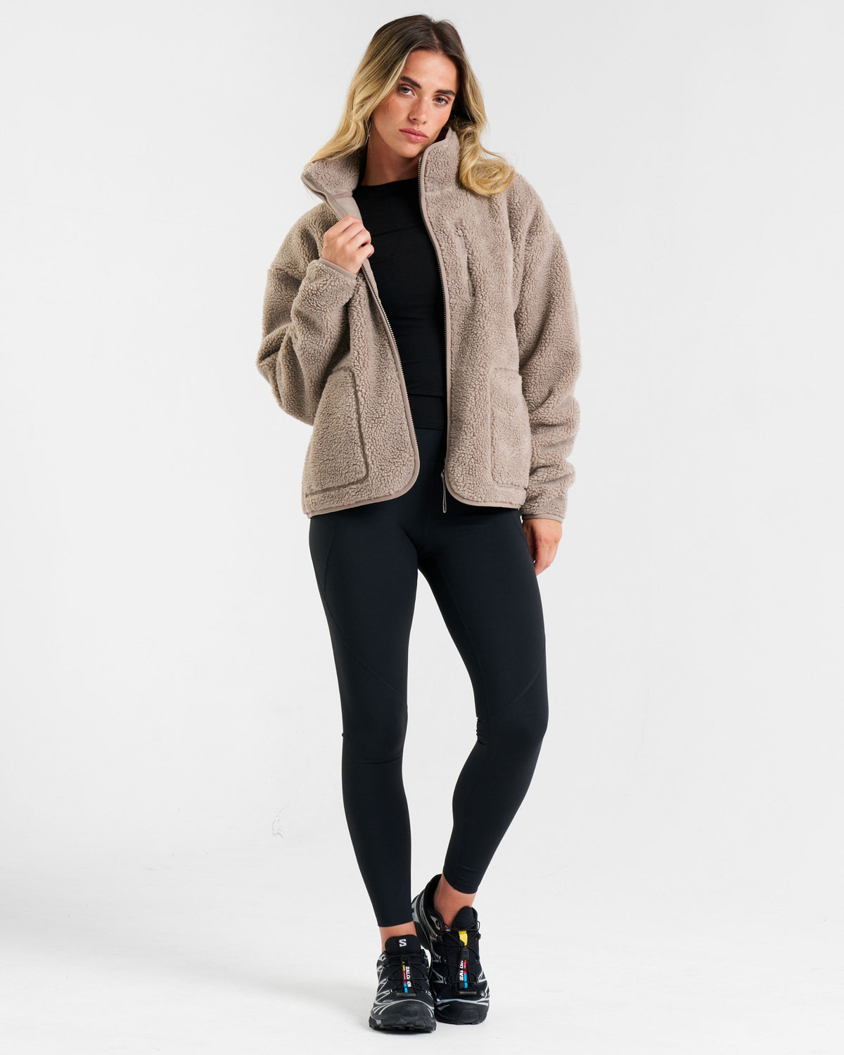 Summit Zip Through Borg Fleece Lunar Stone