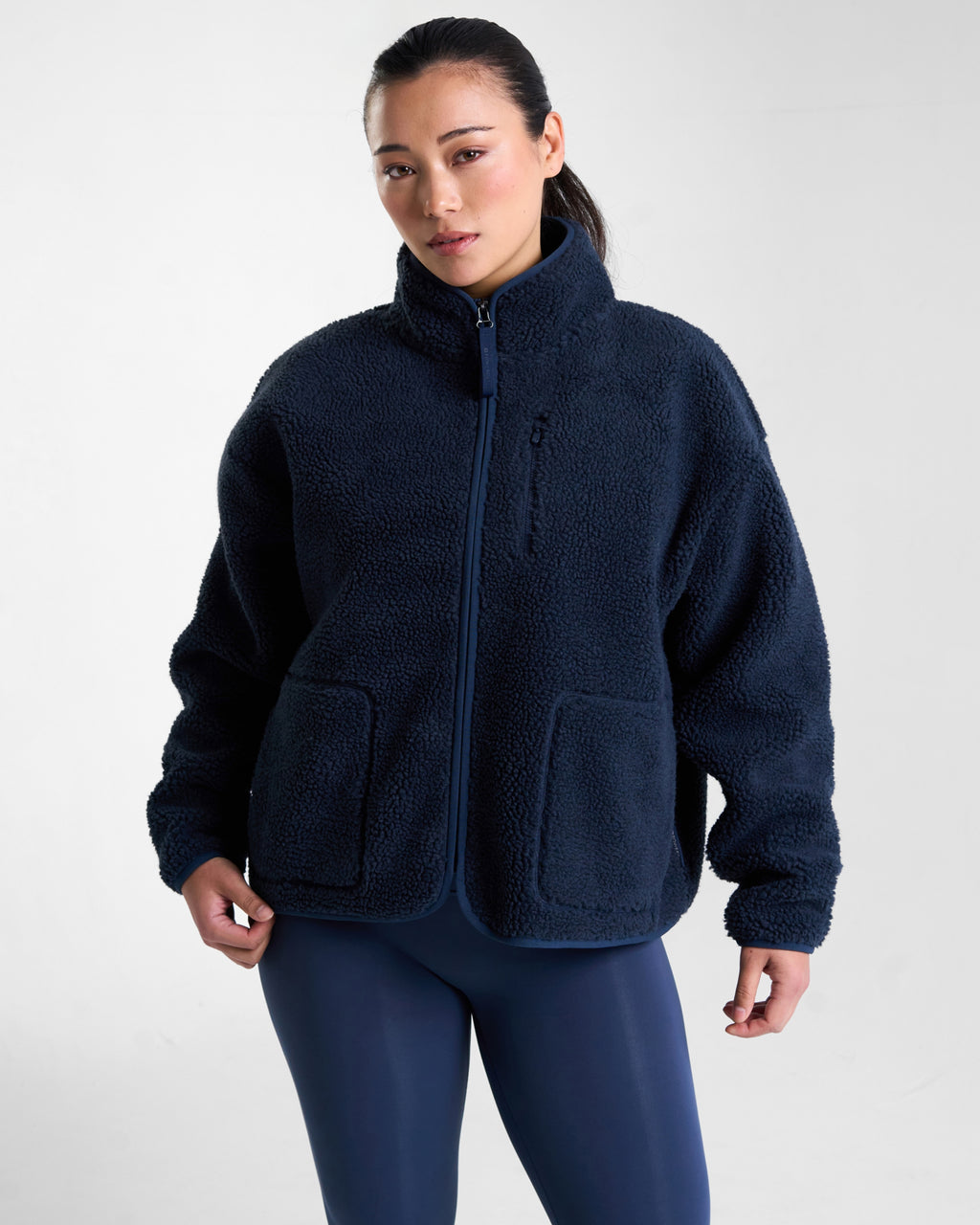 Summit Zip Through Borg Fleece Outerspace Navy